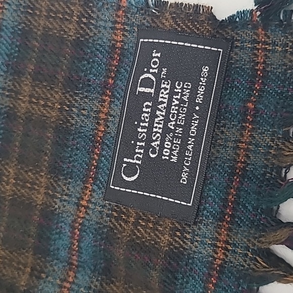 Vintage Christian Dior cashmaire tartan plaid scarf - Picture 2 of 6